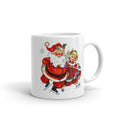 Santa Ice Skating With Girl Mid Century Retro Christmas Print Glossy Mug