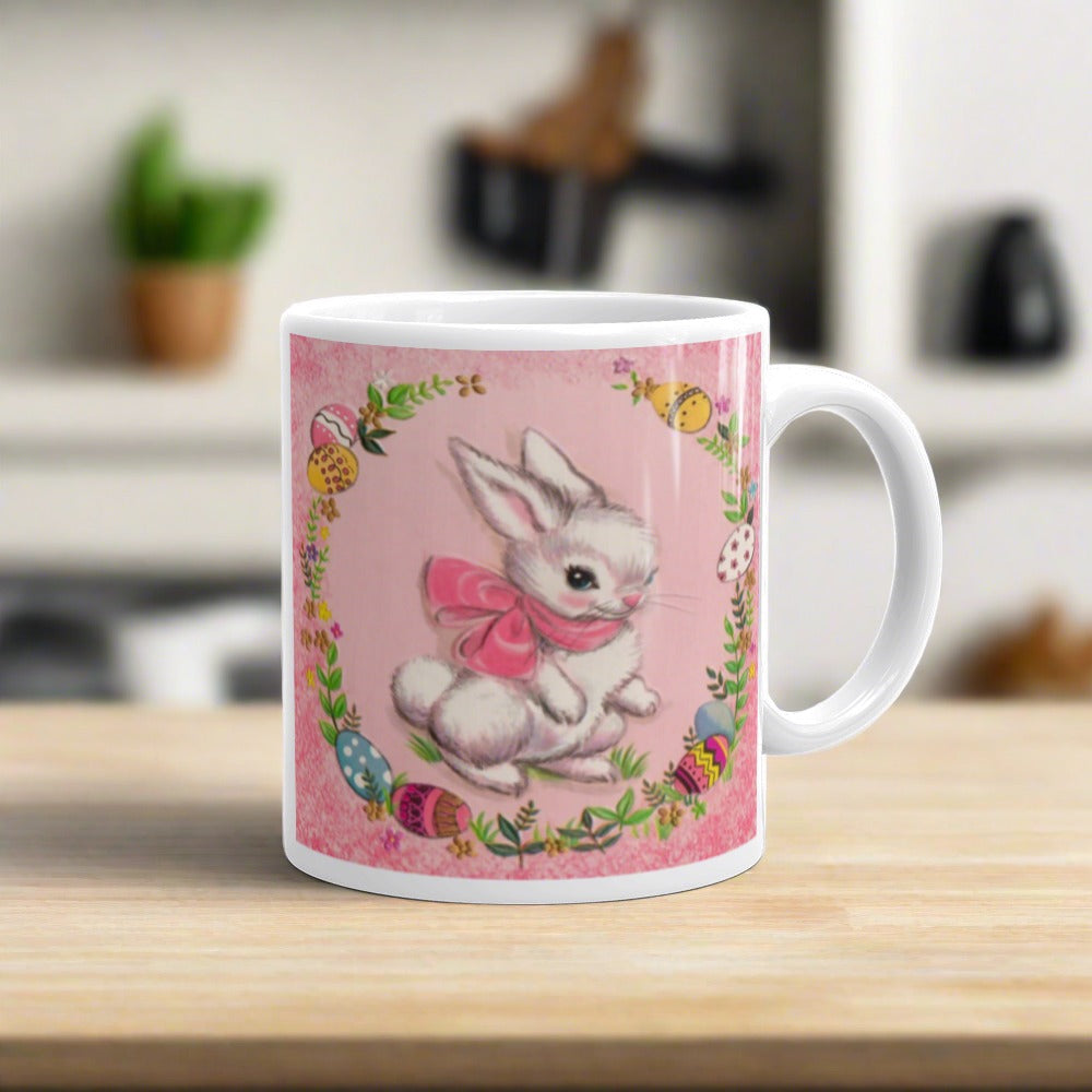Spring Bunny 1950s Retro Easter Kitsch Glossy Coffee Mug
