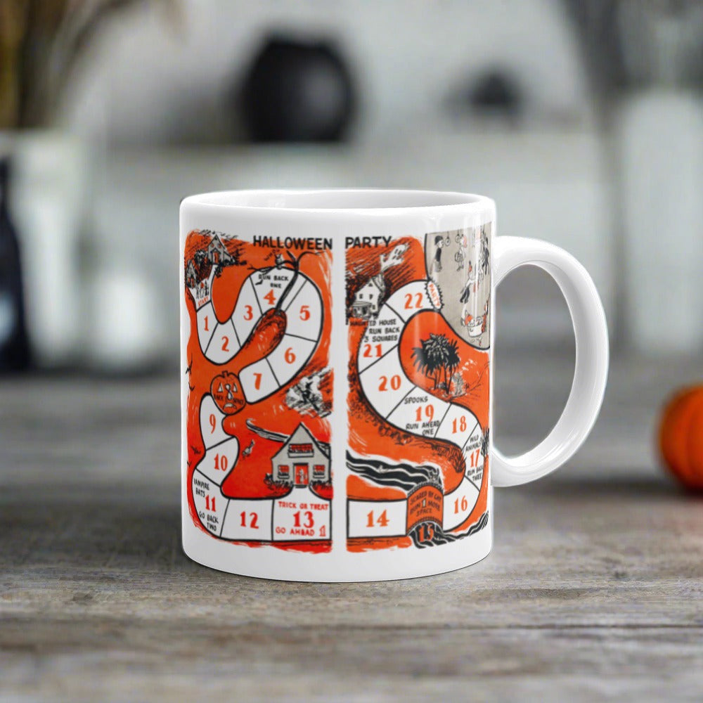 Retro Vintage Halloween Party Board Game Glossy Coffee Mug