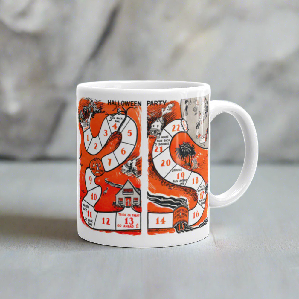 Retro Vintage Halloween Party Board Game Glossy Coffee Mug
