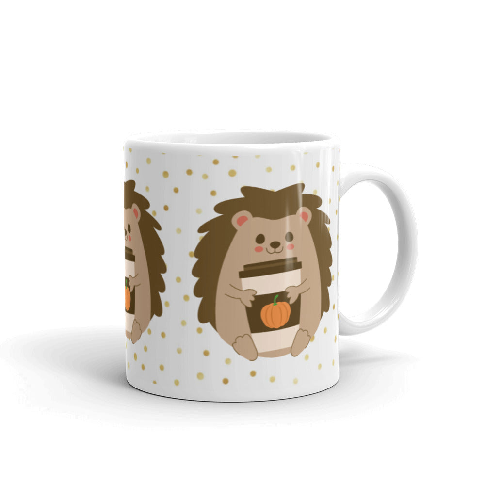 Pumpkin Spice Hedgehog Fall Autumn Glossy Mug