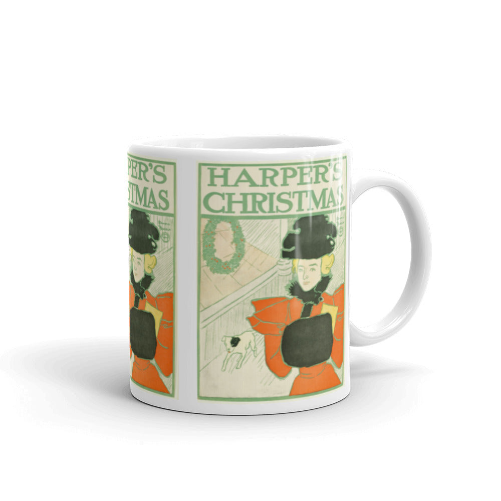 Vintage Harpers Christmas Mid Century Retro Christmas Print Glossy Mug