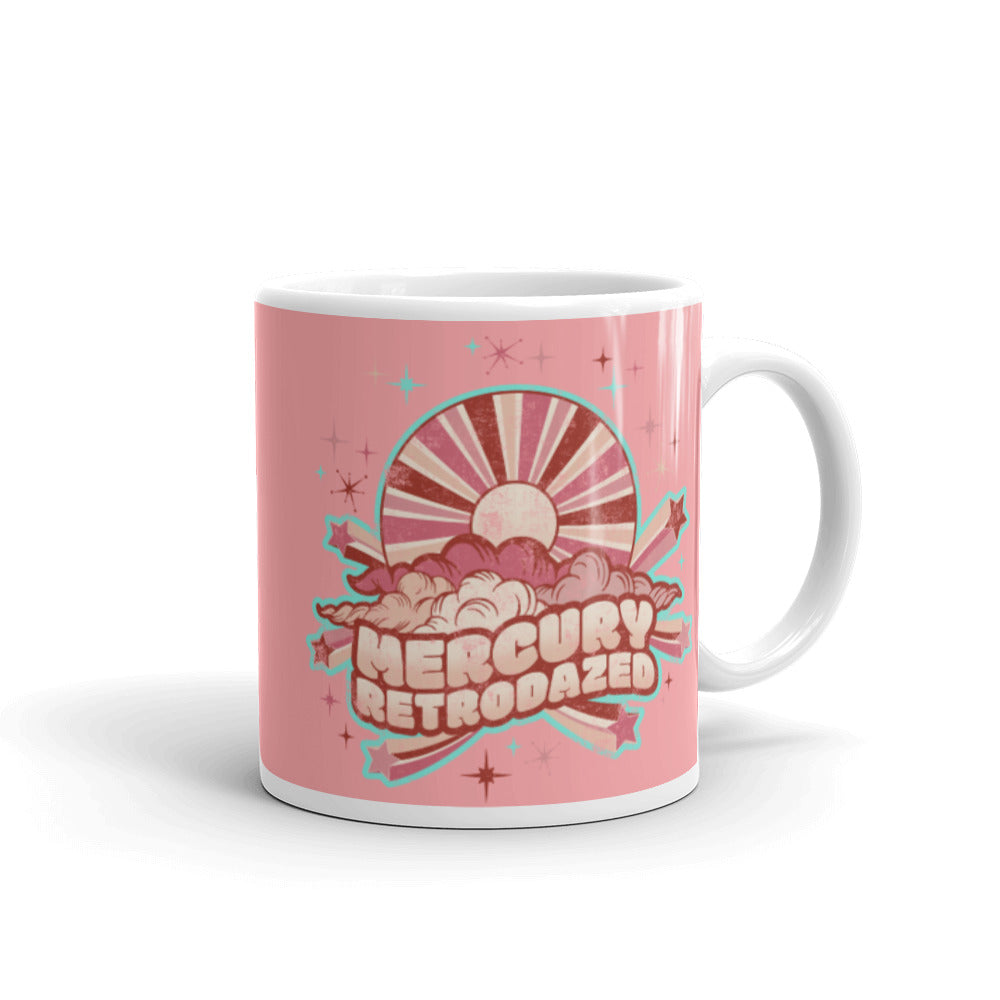 Mercury Retrodazed Astronomy Mercury Retrograde Celestial Pink Distressed Style Celestial Glossy Mug