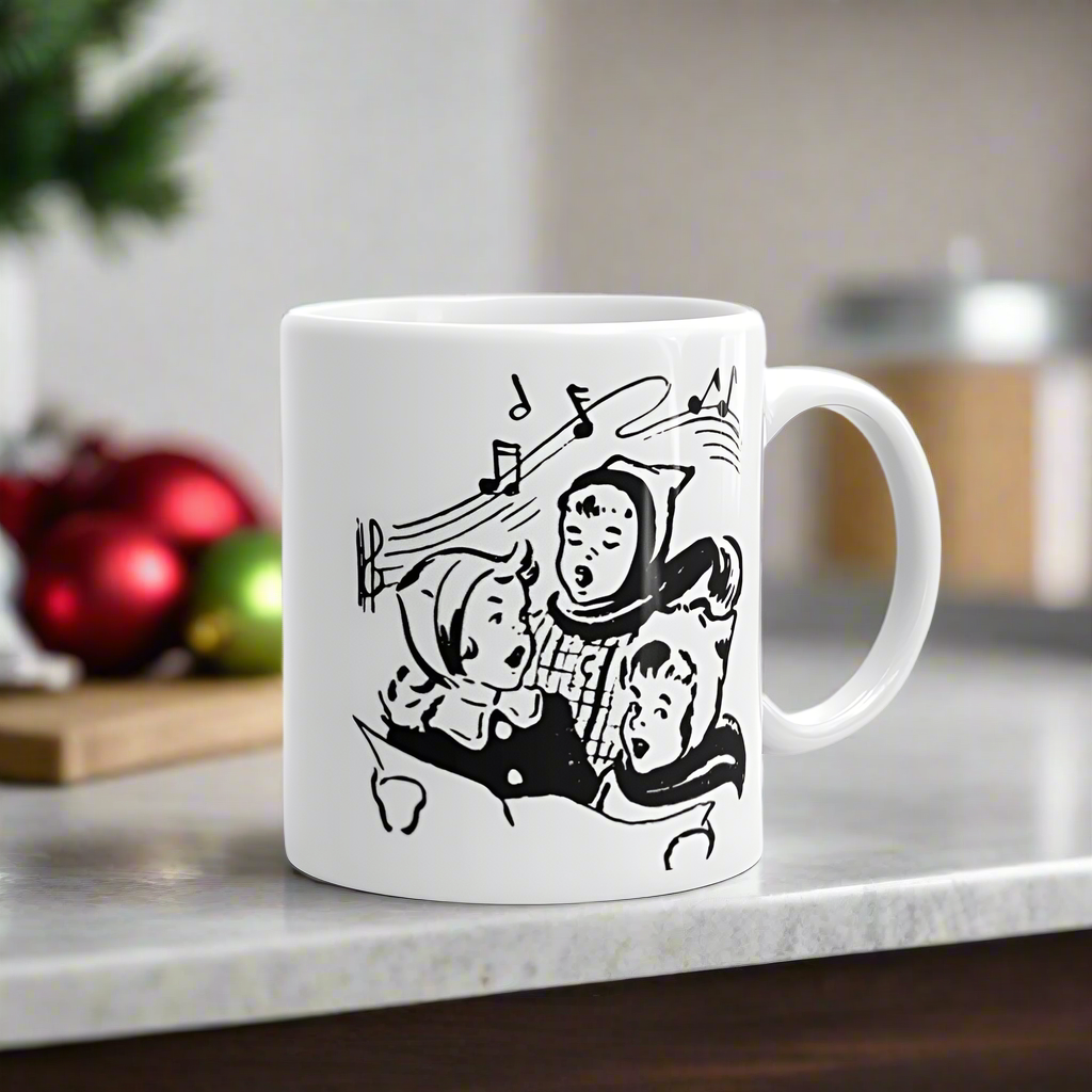 Children Singing Carols Midcentury Christmas Glossy Coffee Mug