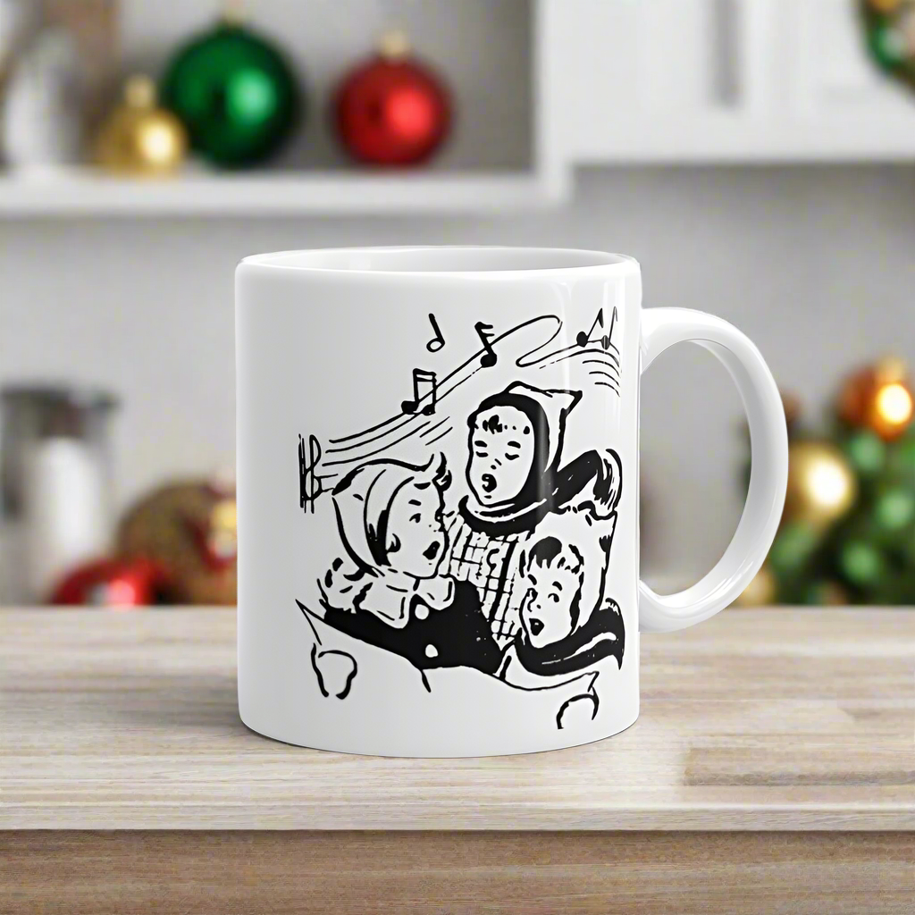 Children Singing Carols Midcentury Christmas Glossy Coffee Mug
