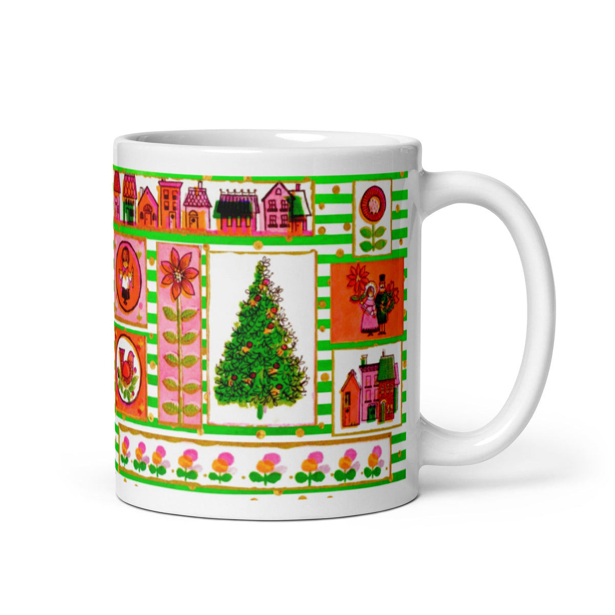 Christmas Tree Mod Retro Christmas Print Glossy Mug