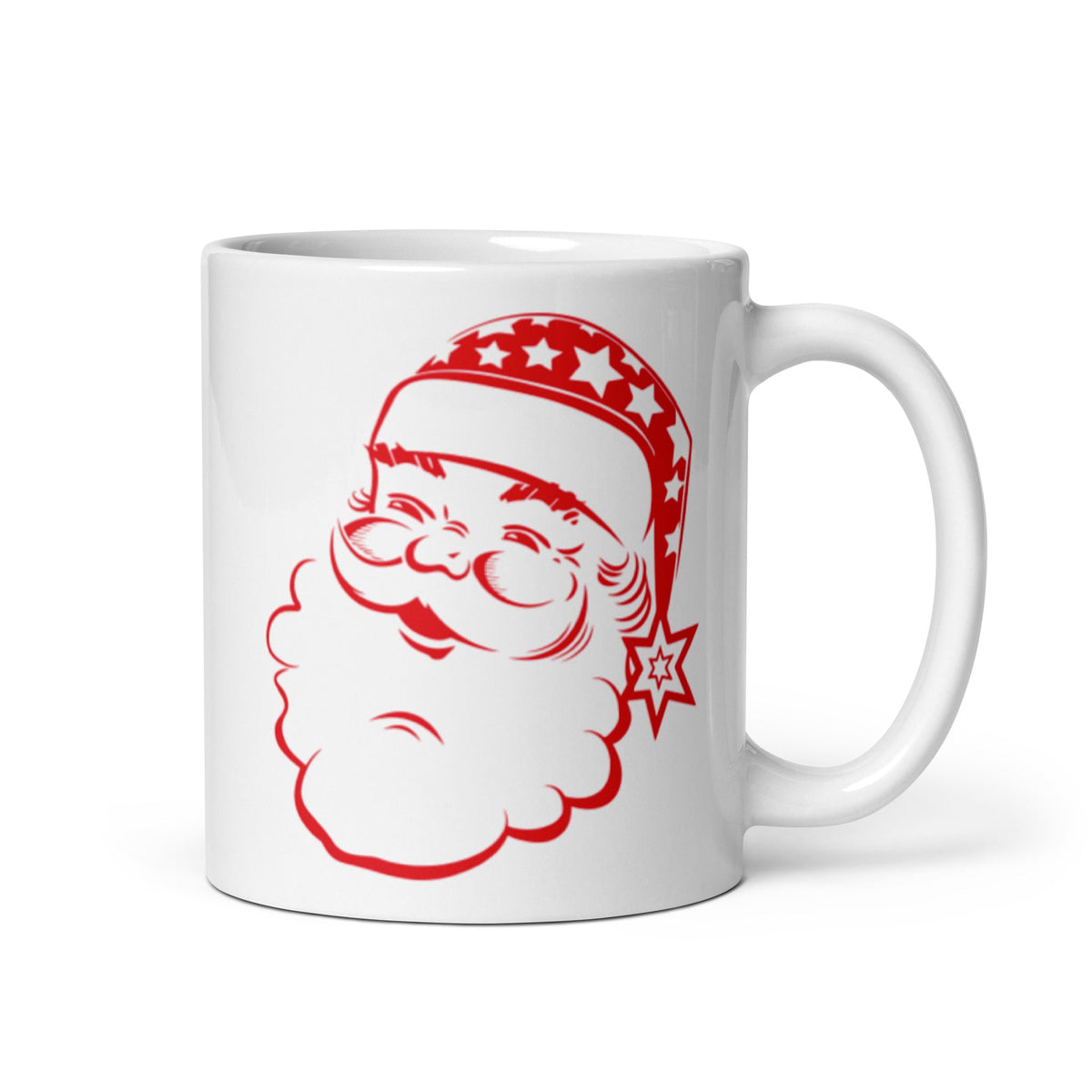 Red Santa Mid Century Retro Christmas Print Glossy Mug