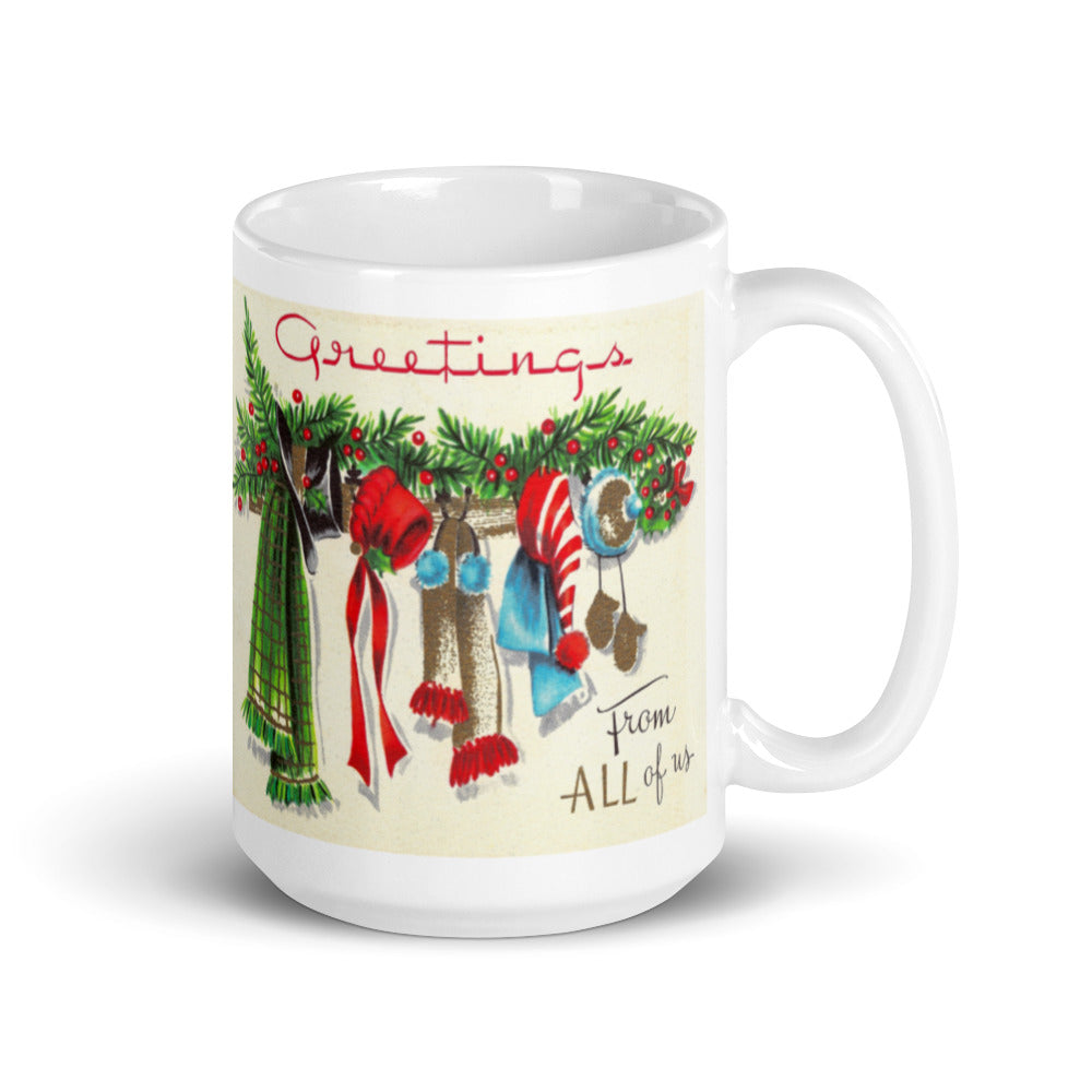 From All Of Us Retro Family Mid Century Retro Christmas Print Glossy Mug