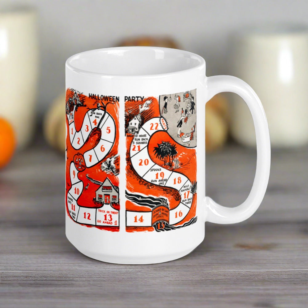 Retro Vintage Halloween Party Board Game Glossy Coffee Mug