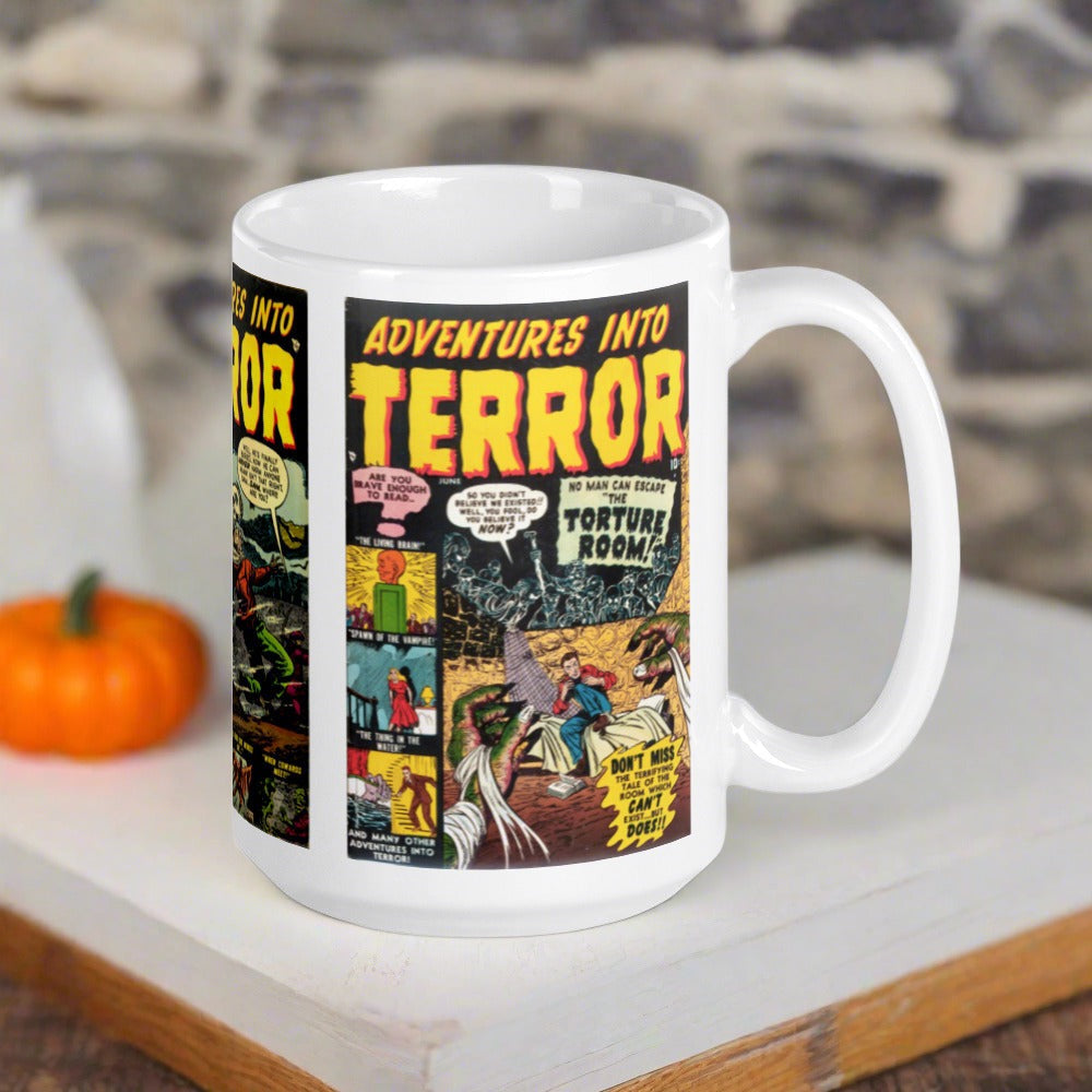 Adventures Into Terror Mug Vintage Comic Book Gothic Retro Halloween Glossy Coffee Mug