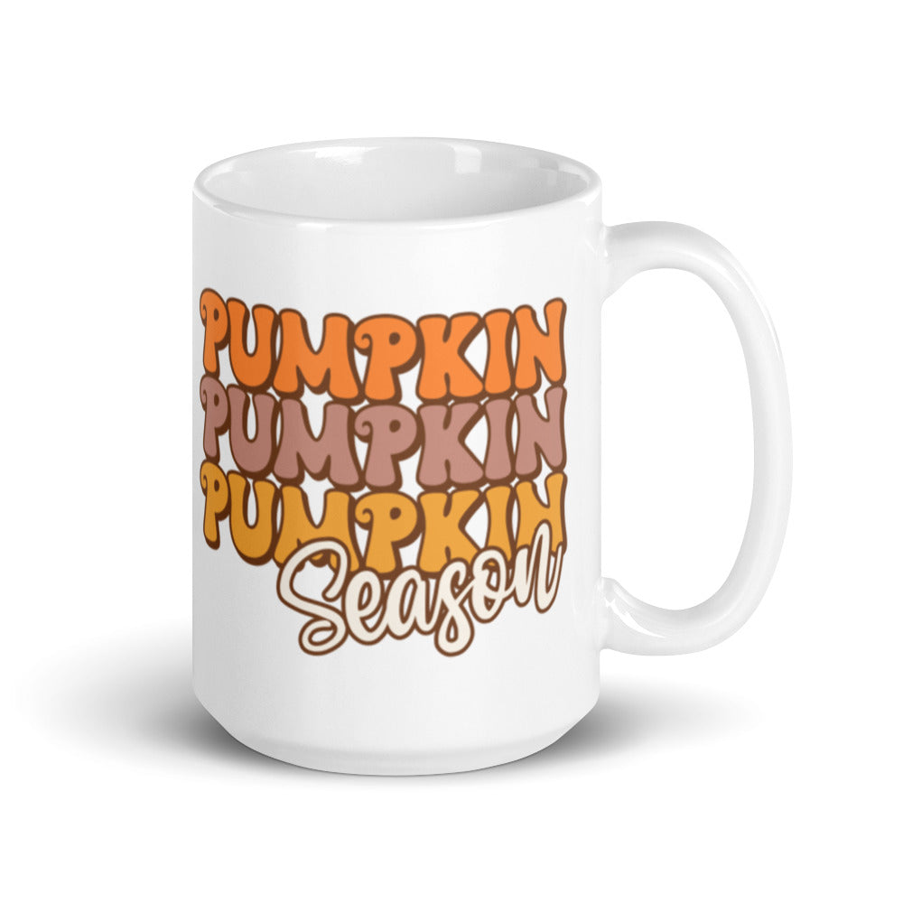 Pumpkin Season Fall Autumn White Glossy Mug