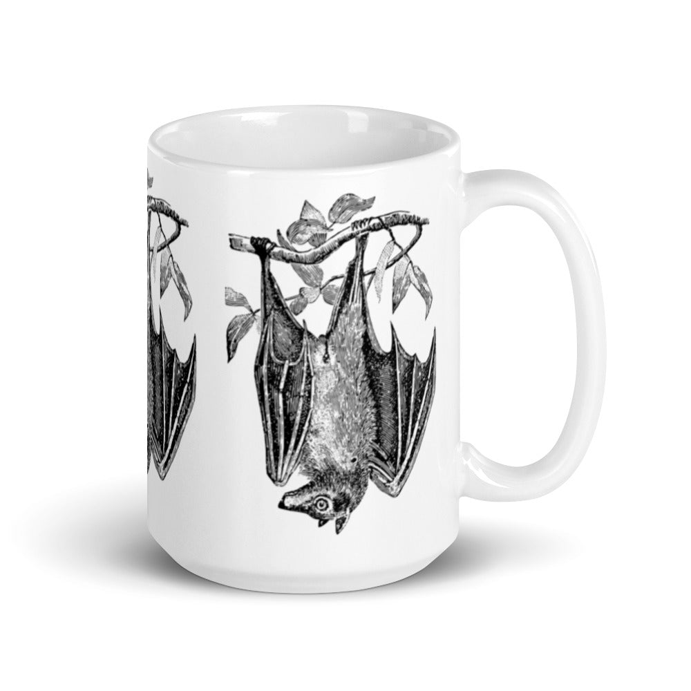 Retro Bat Print Glossy Mug