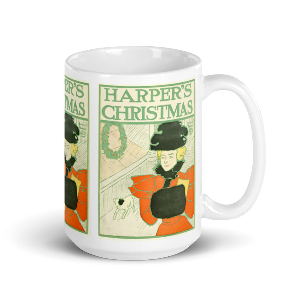Vintage Harpers Christmas Mid Century Retro Christmas Print Glossy Mug