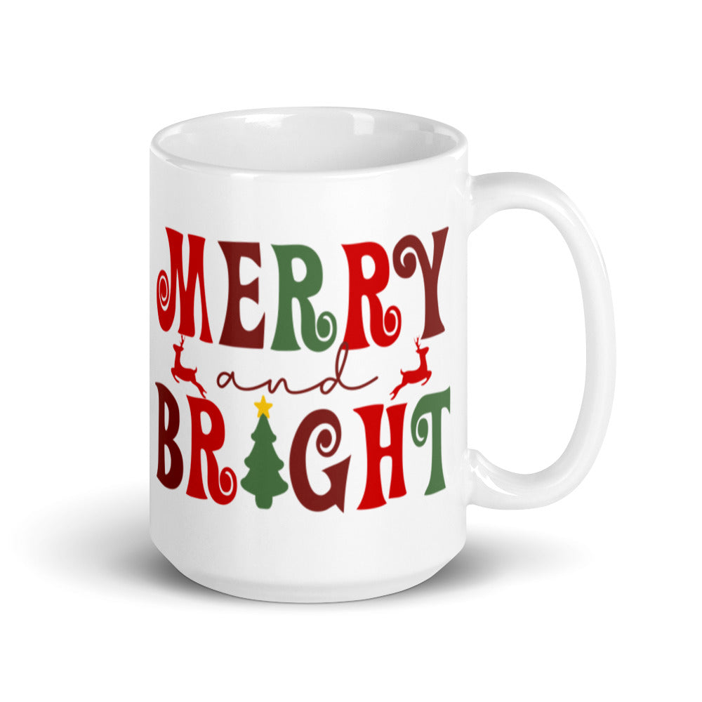 Merry And Bright Christmas Glossy Mug