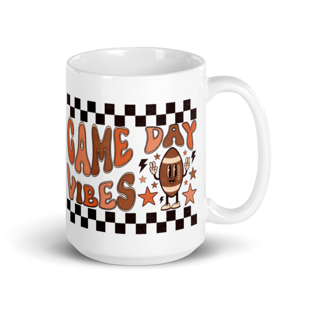 Game Day Vibes Football Season Fall Autumn Glossy Mug
