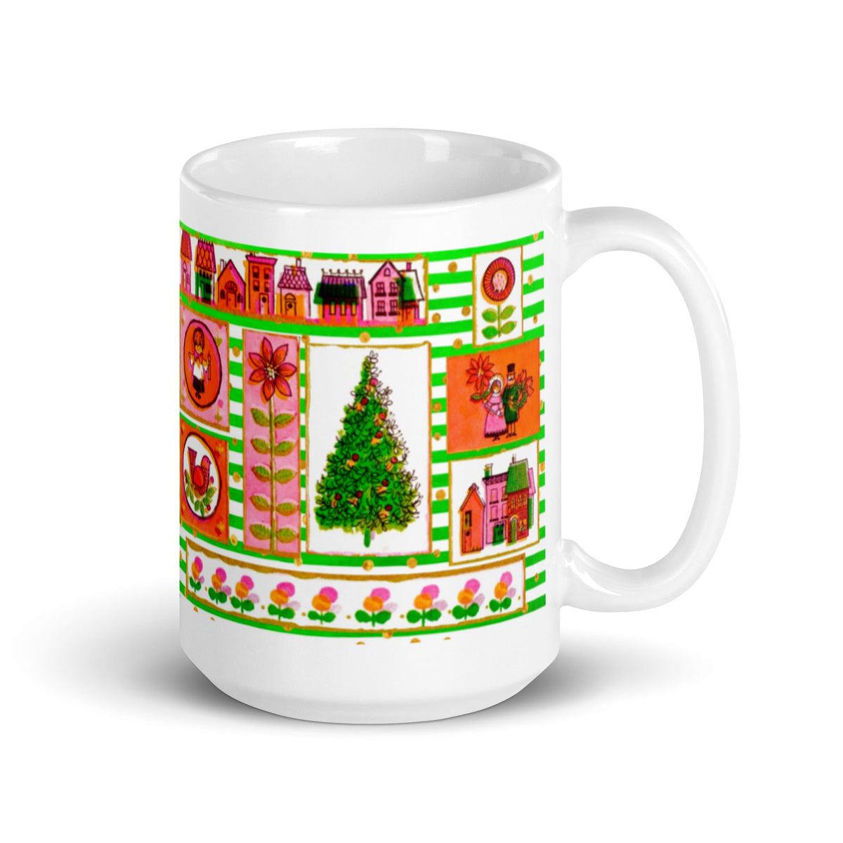 Christmas Tree Mod Retro Christmas Print Glossy Mug