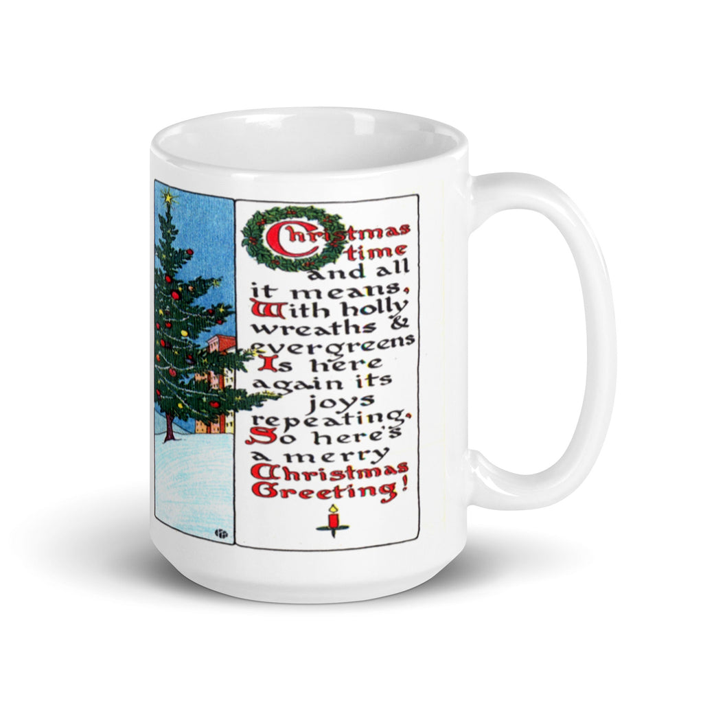Victorian Christmas Greeting Retro Christmas Print Glossy Mug