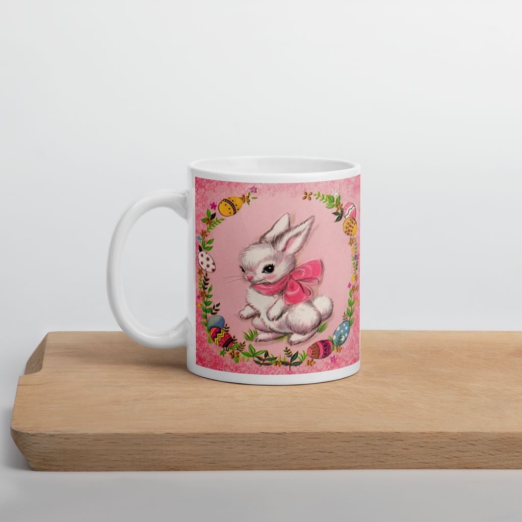 Spring Bunny 1950s Retro Easter Kitsch Glossy Coffee Mug