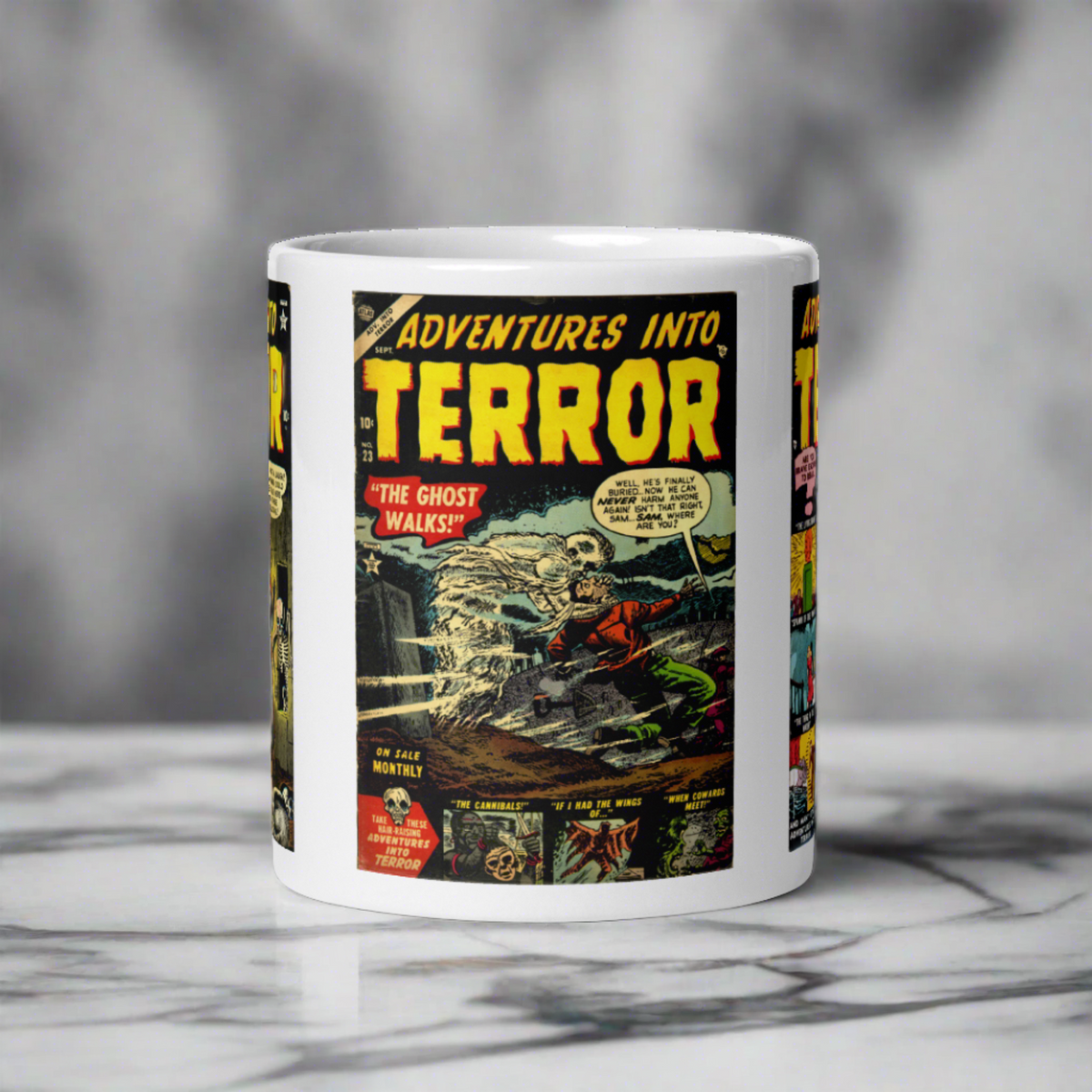 Adventures Into Terror Mug Vintage Comic Book Gothic Retro Halloween Glossy Coffee Mug