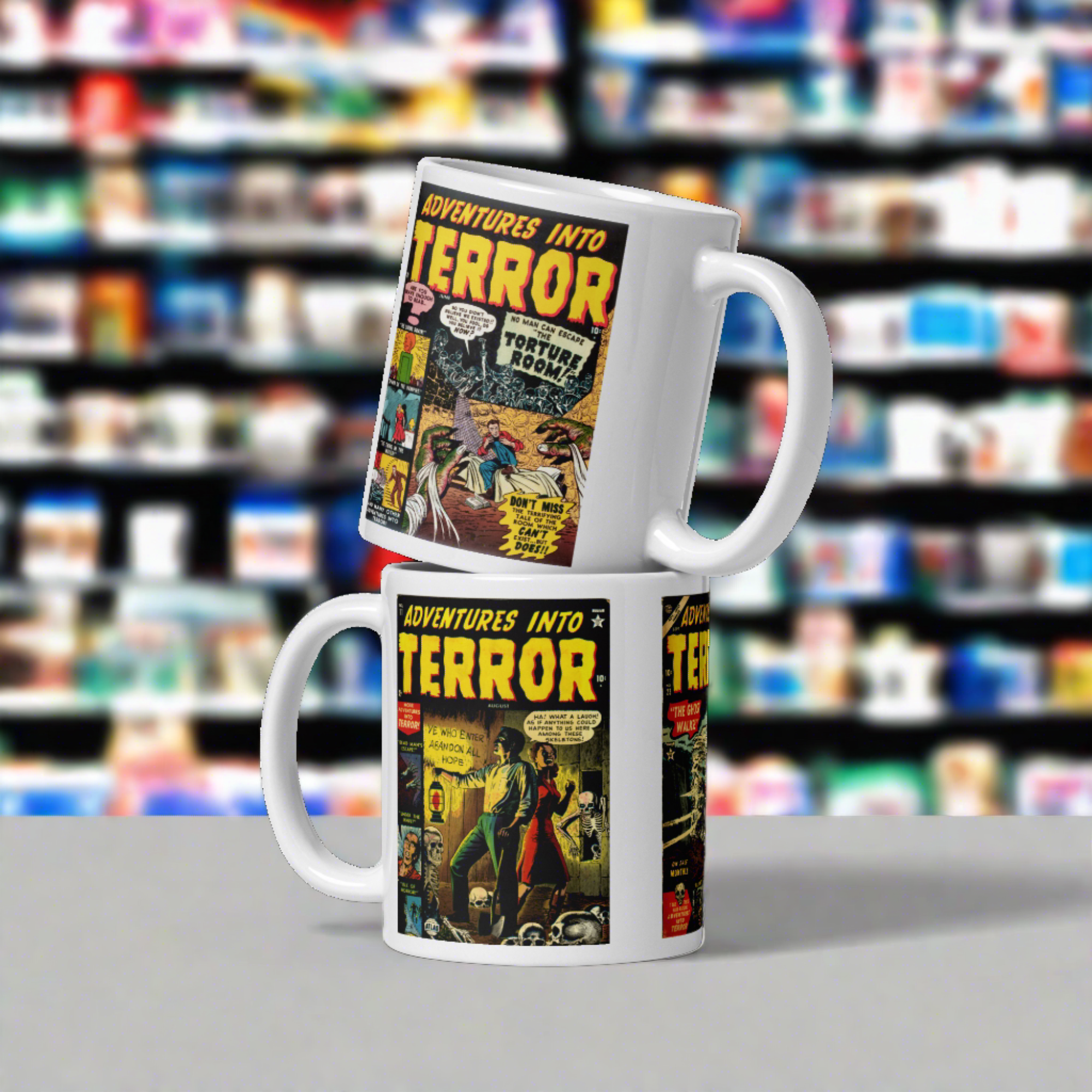 Adventures Into Terror Mug Vintage Comic Book Gothic Retro Halloween Glossy Coffee Mug