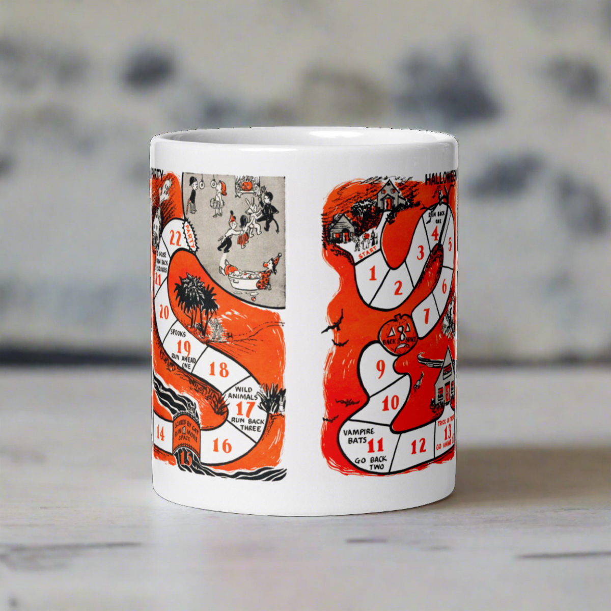 Retro Vintage Halloween Party Board Game Glossy Coffee Mug
