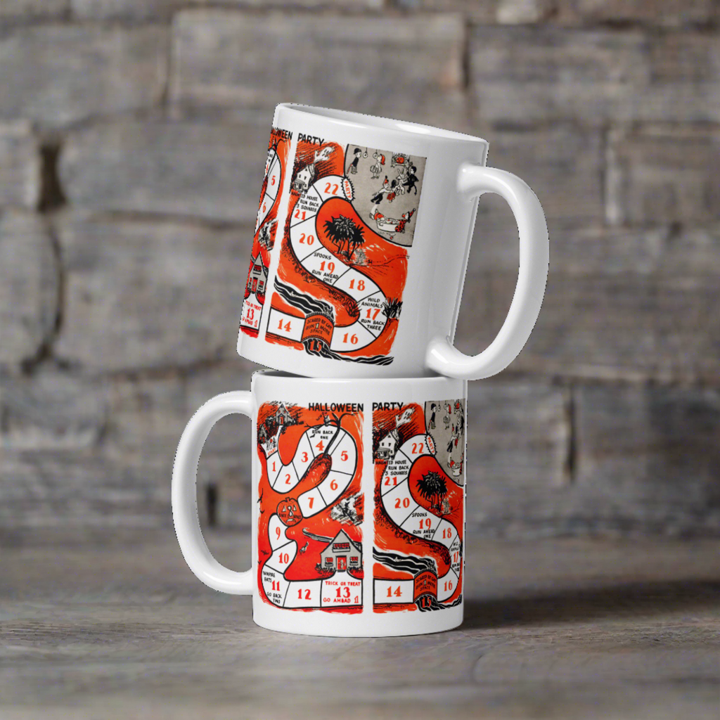 Retro Vintage Halloween Party Board Game Glossy Coffee Mug