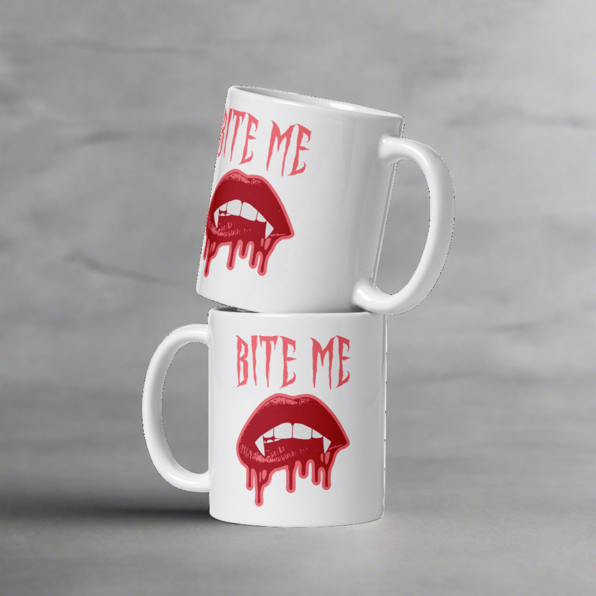 Bite Me Vampire Fangs Halloween Glossy Mug