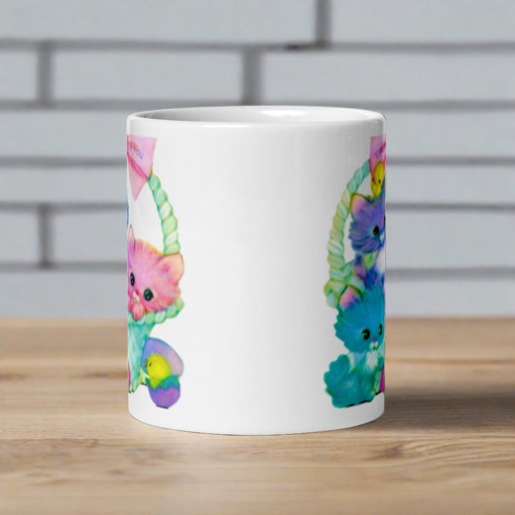 Spring Easter Kittens Baby Chicks Retro Vintage Glossy Coffee Mug