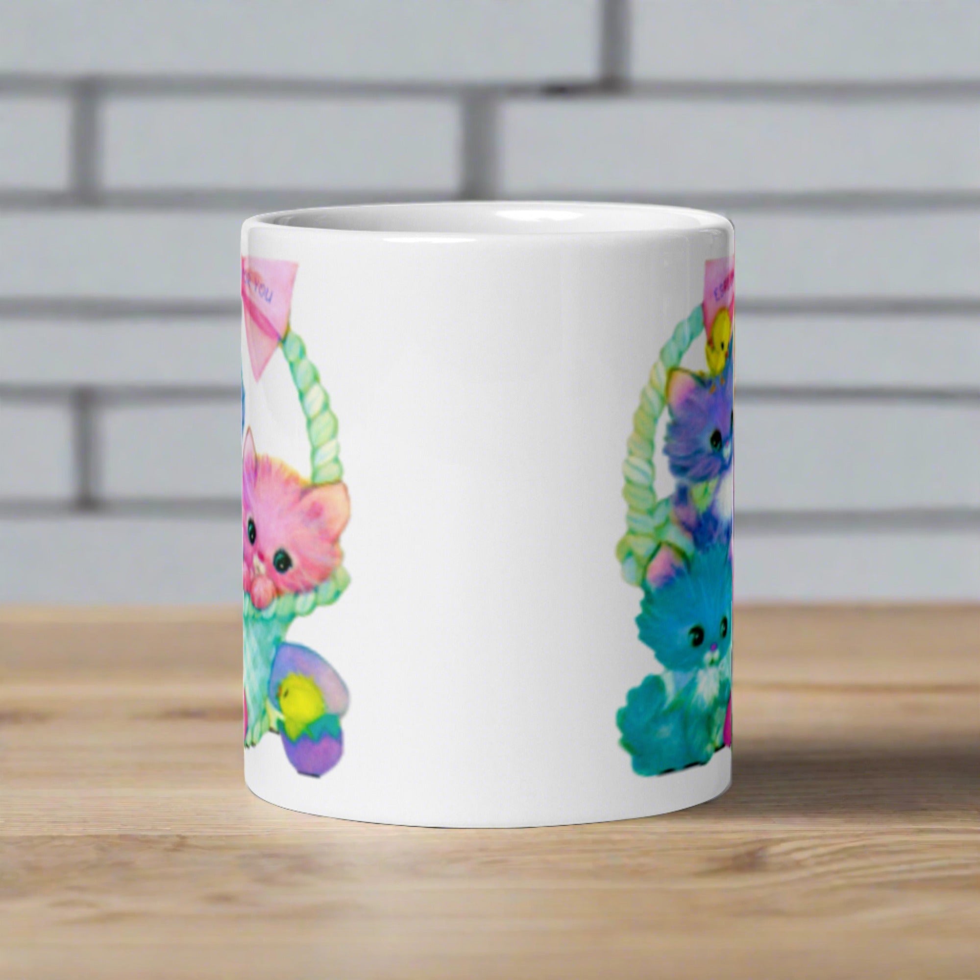 Spring Easter Kittens Baby Chicks Retro Vintage Glossy Coffee Mug