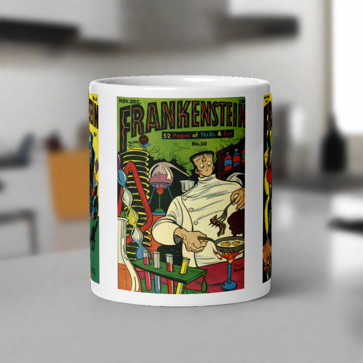 Frankenstein Retro Vintage Comic Book Cover Halloween Coffee Mug