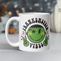 Frankenstein Vibes Distressed Style Halloween Glossy Coffee Mug