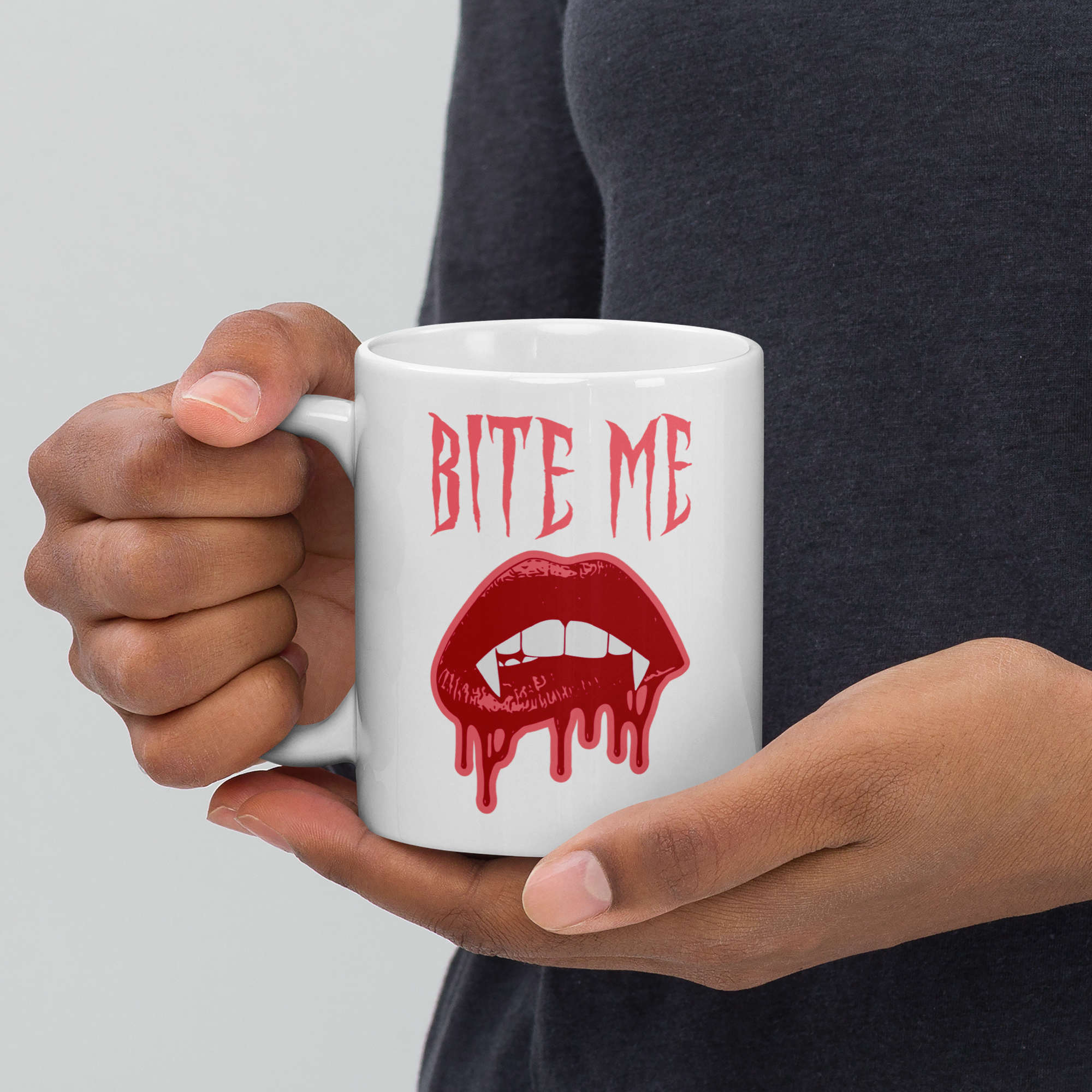 Bite Me Vampire Fangs Halloween Glossy Mug