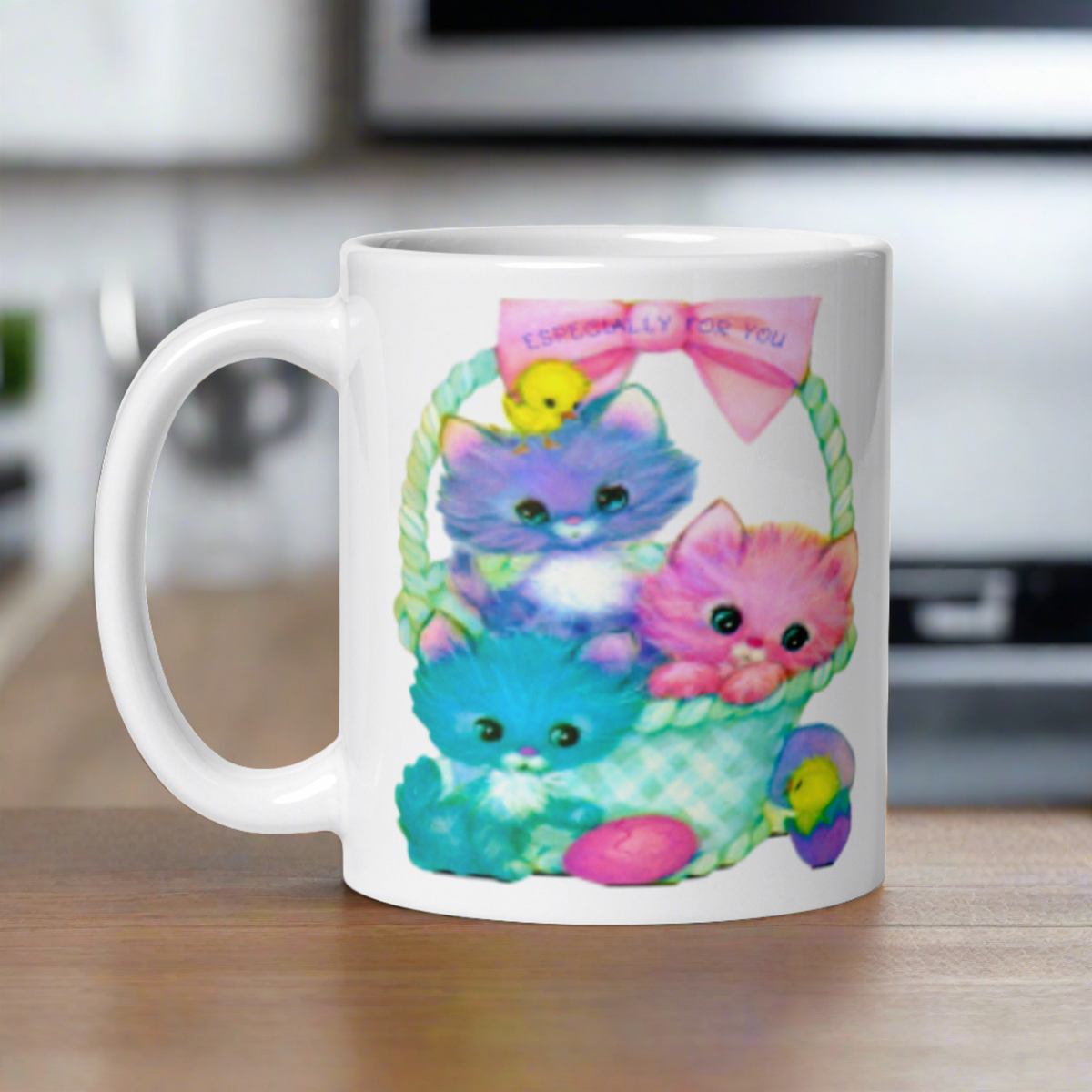 Spring Easter Kittens Baby Chicks Retro Vintage Glossy Coffee Mug