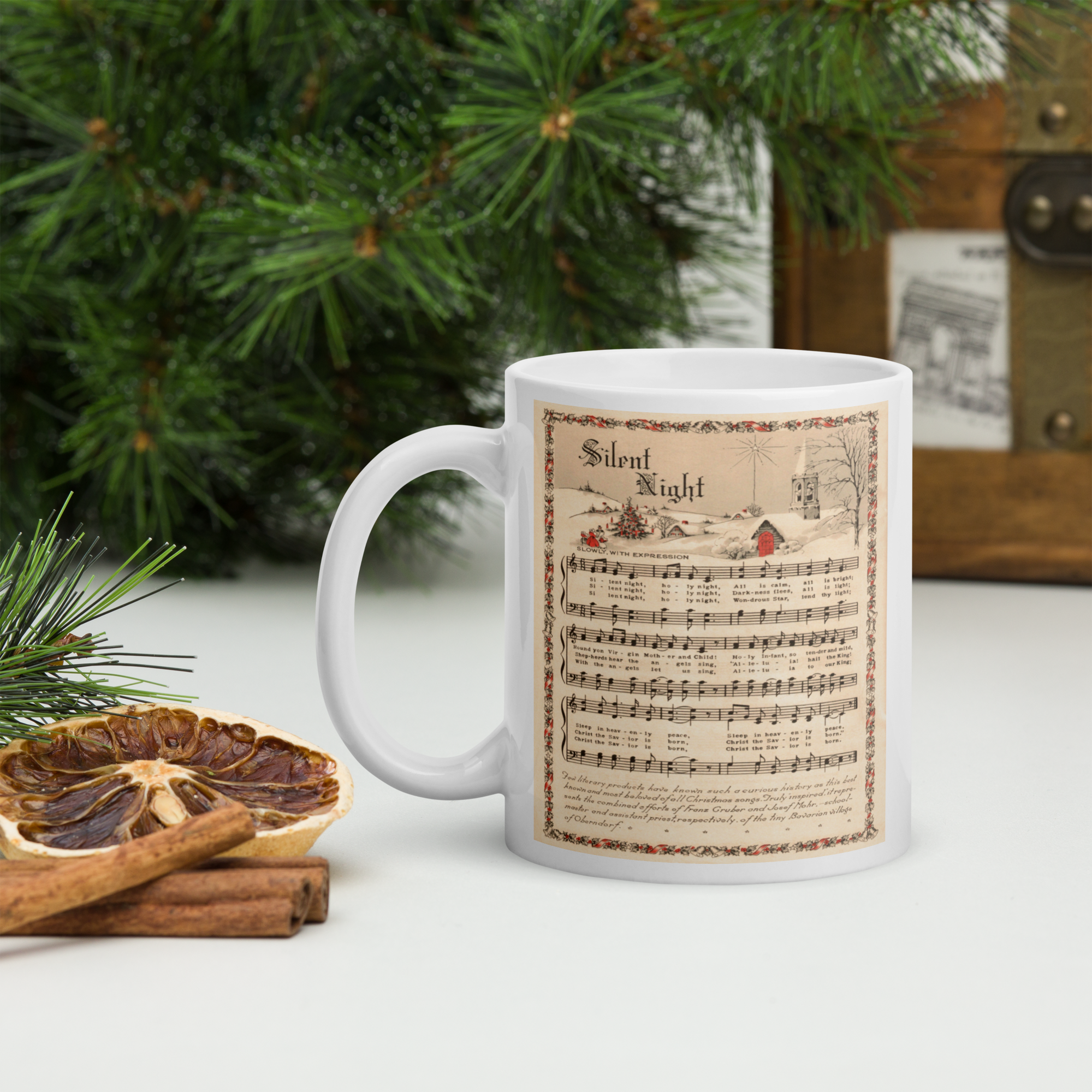 Silent Night Retro Christmas Sheet Music Glossy Coffee Mug