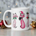 Christmas Cats Retro Midcentury Glossy Coffee Mug