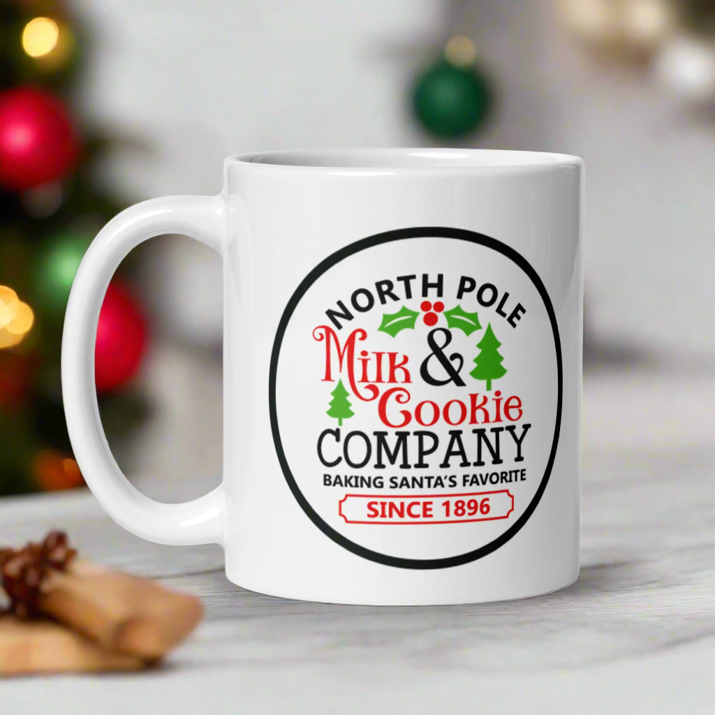 Santa's Milk and Cookie Company Christmas Glossy Coffee Mug