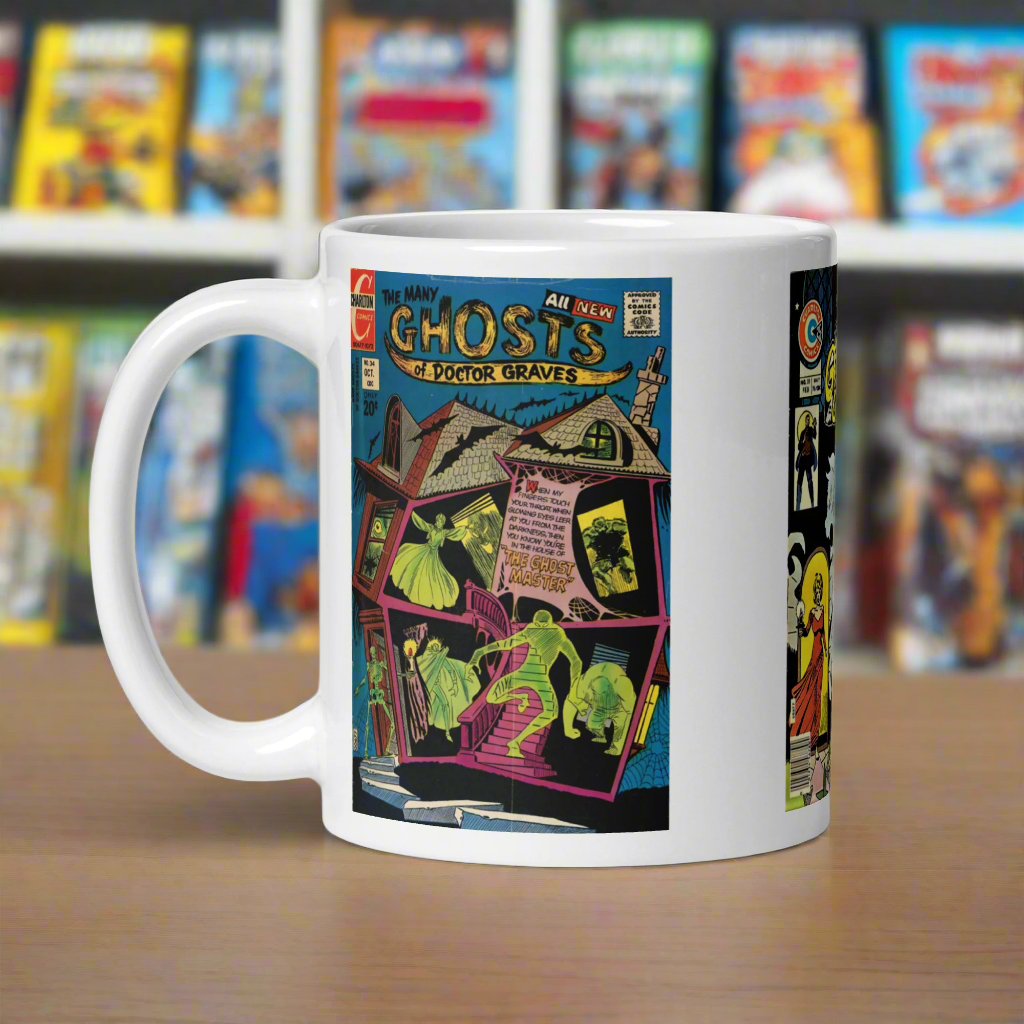 The Many Ghosts of Dr. Graves Vintage Horror Comic Book Cover Halloween Glossy Coffee Mug