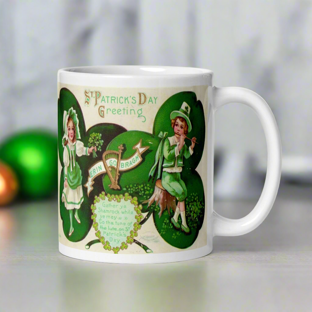 St. Patrick's Day Erin Go Bragh Vintage Irish Print Coffee Mug
