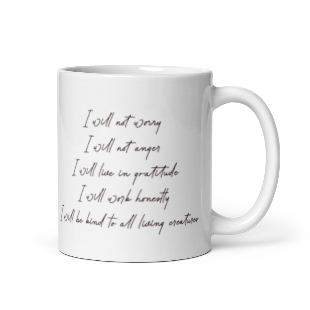 Just for Today Reiki Principle White Glossy Mug