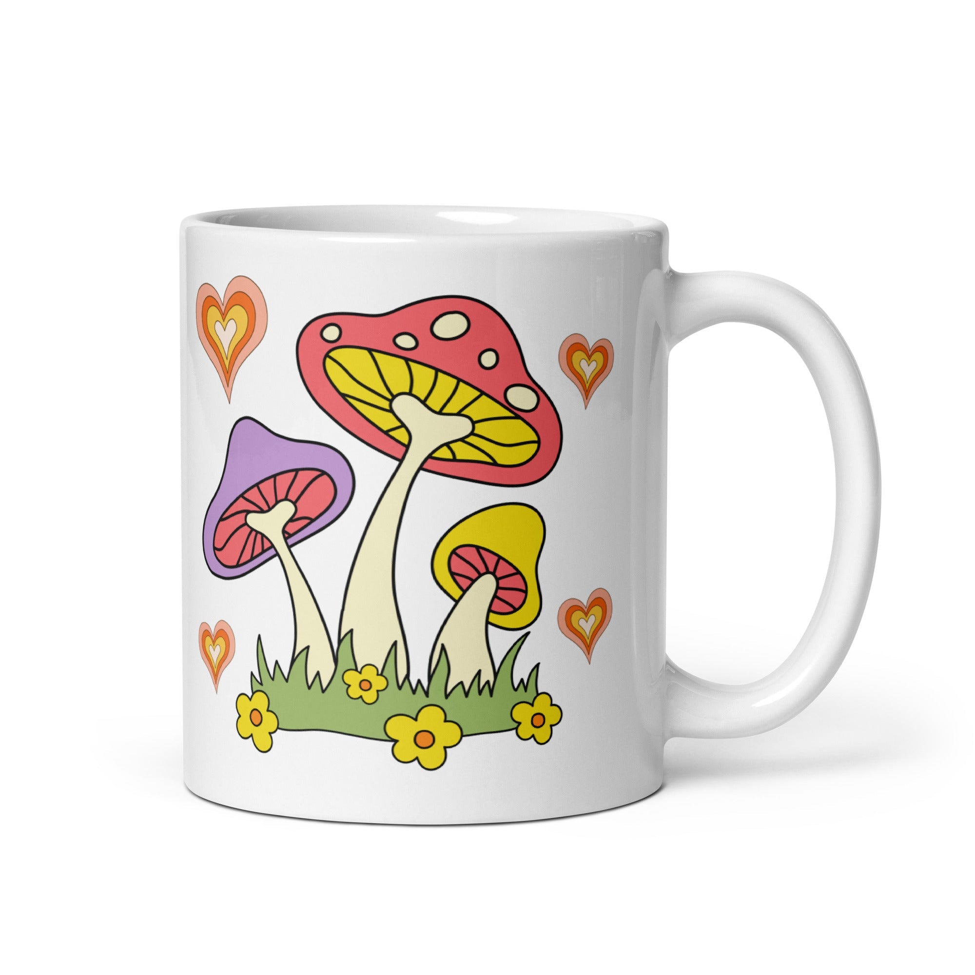 70s Retro Mushroom Coffee Mug Glossy Ceramic Mug