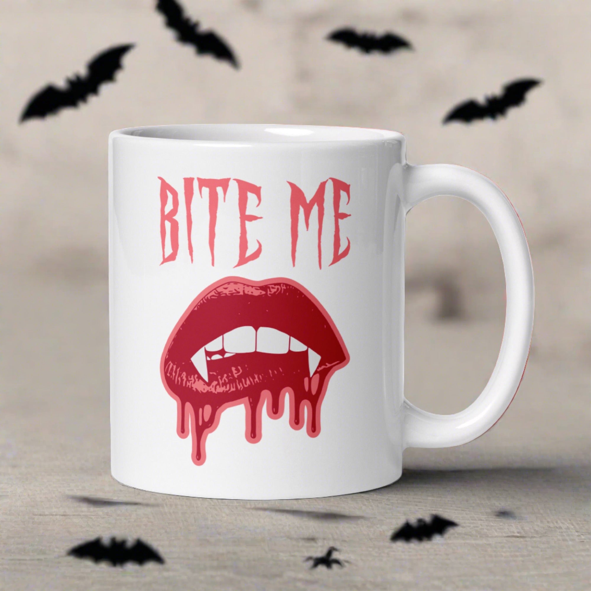 Bite Me Vampire Fangs Halloween Glossy Mug