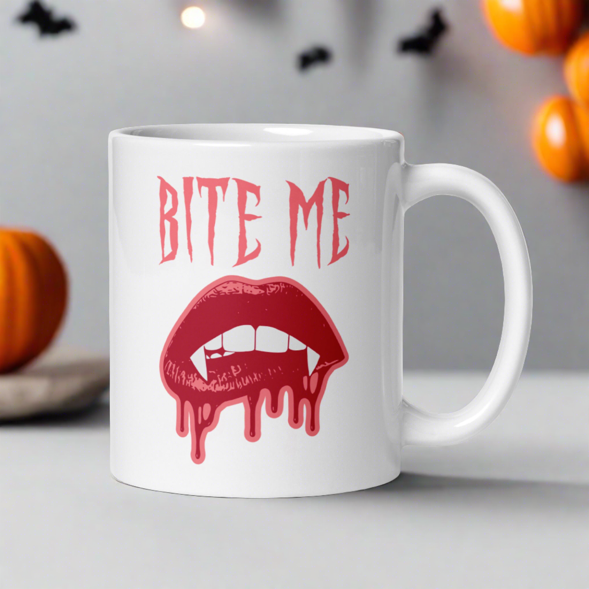 Bite Me Vampire Fangs Halloween Glossy Mug