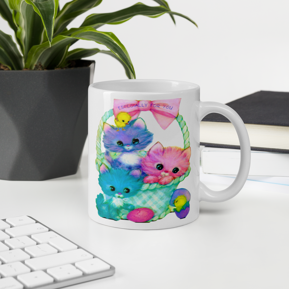 Spring Easter Kittens Baby Chicks Retro Vintage Glossy Coffee Mug