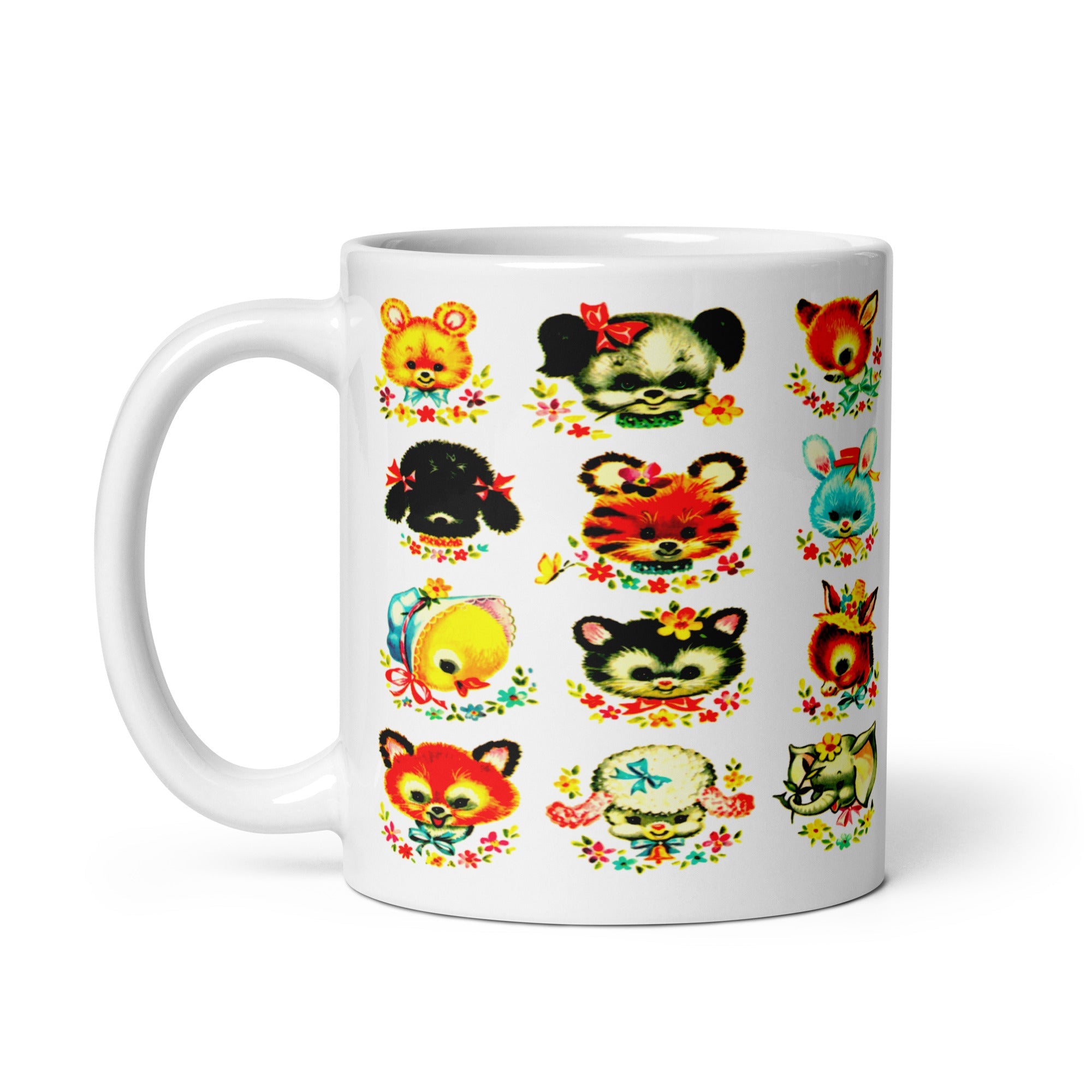 Mid Century Animals Retro Glossy Mug