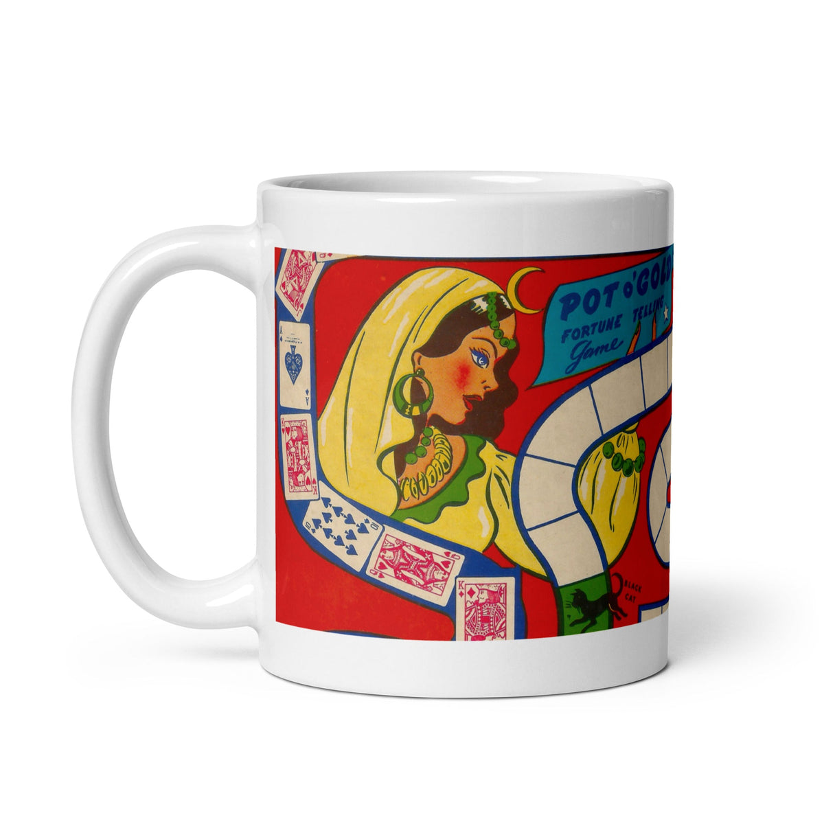 Pot Of Gold Fortune Telling Game White glossy Mug