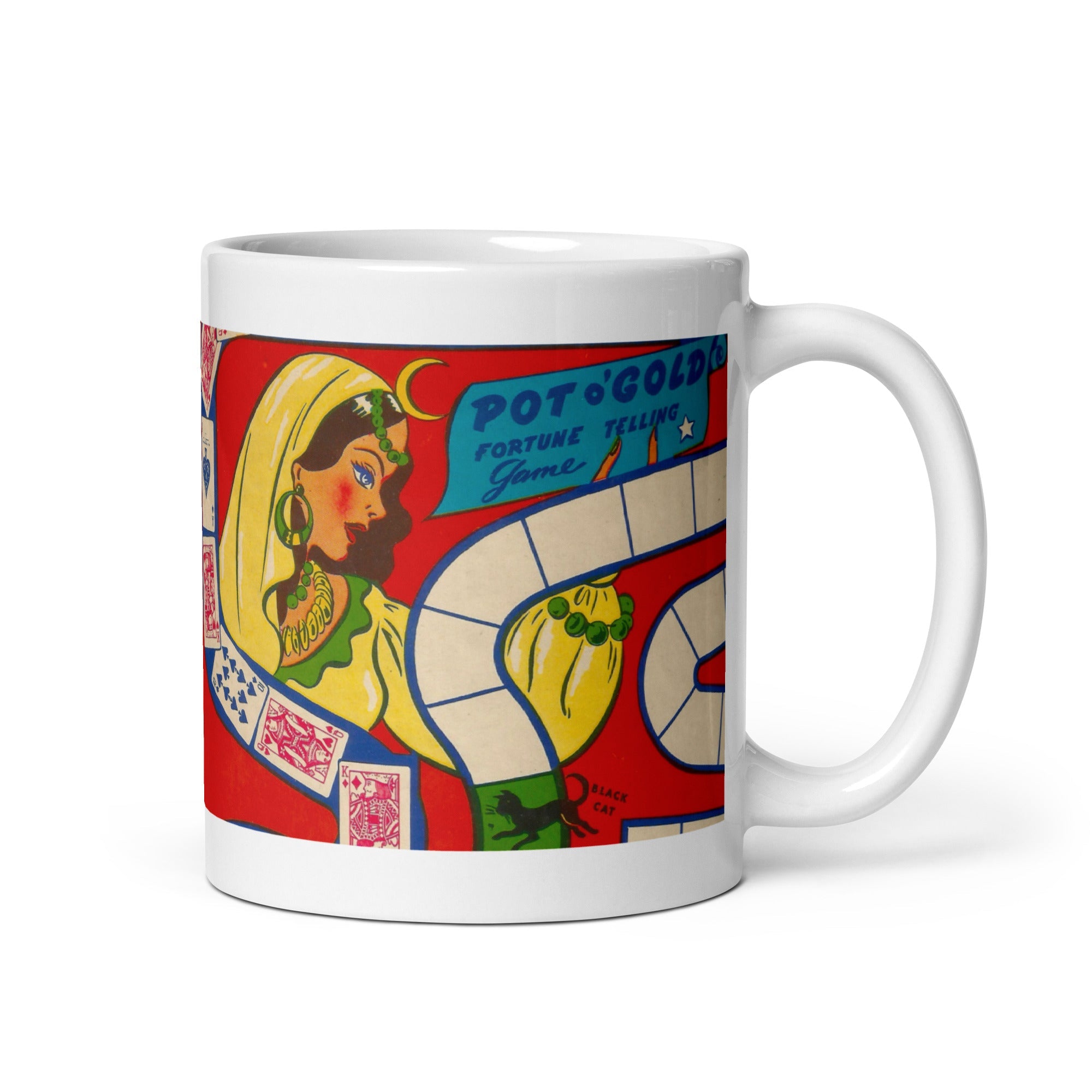Pot Of Gold Fortune Telling Game White glossy Mug