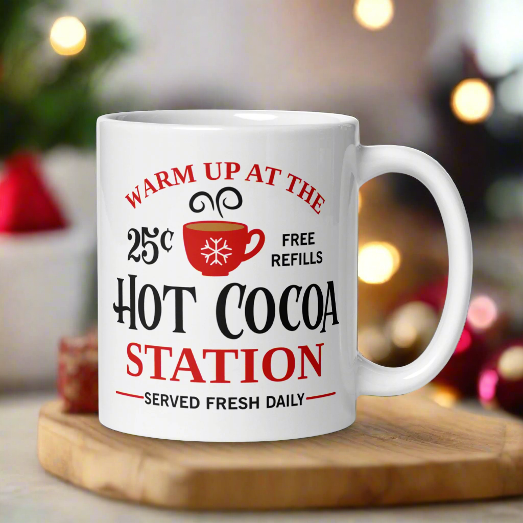 Warm Up At The Hot Cocoa Station Christmas Glossy Mug