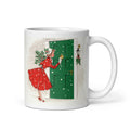 Christmas Lady In Red With Pine Retro Christmas Print Glossy Coffee Mug