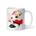 Santa Checking His List On Telephone Mid Century Retro Christmas Print