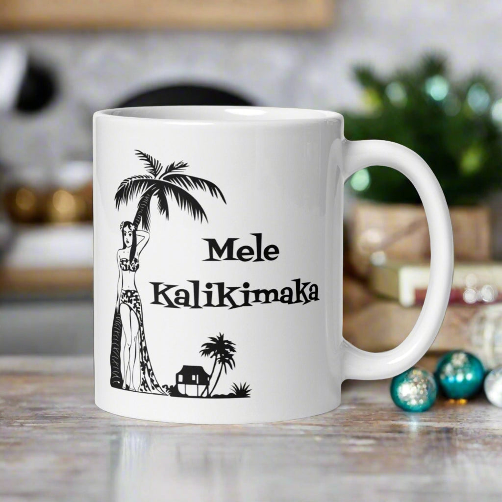 Mele Kalikimaka Atomic Era Style Christmas Glossy Coffee Mug